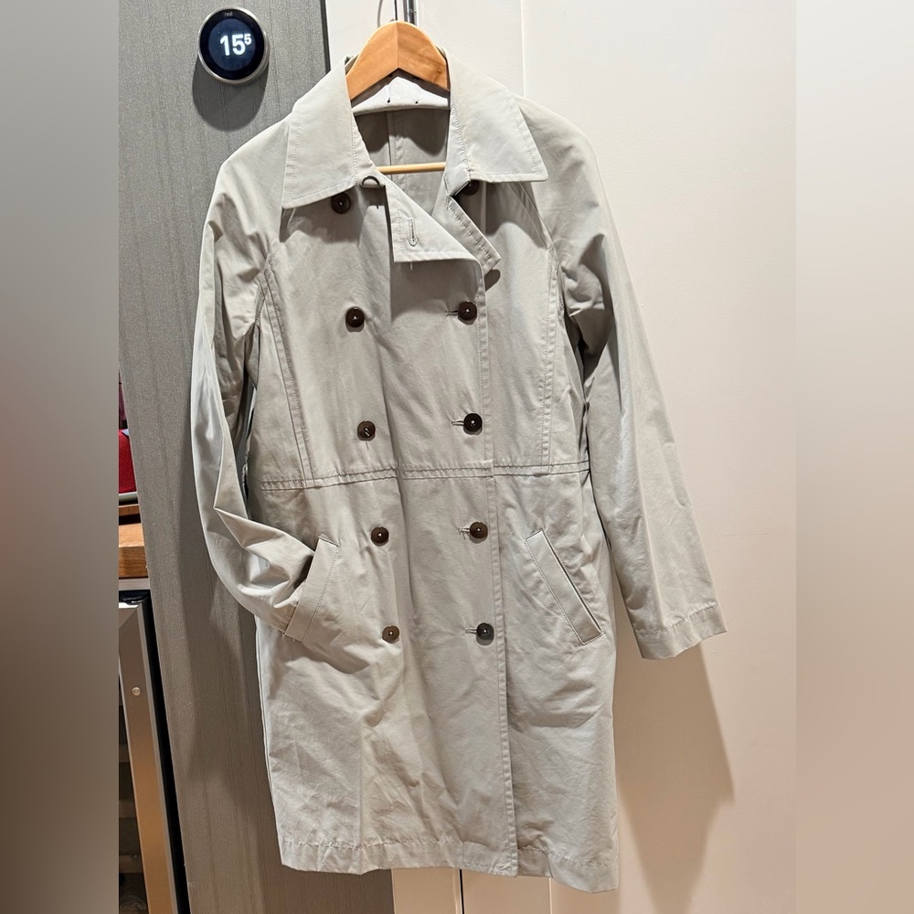Kate Spade Light Gray Double-Breasted Trench Coat